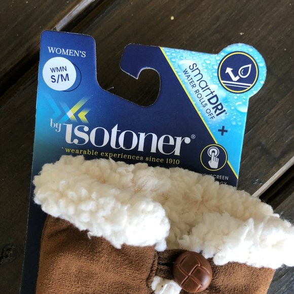 Isotoner Womens SmartDri Microfiber Glove SmartTouch Technology Cognac Brown S/M - Picture 2 of 6